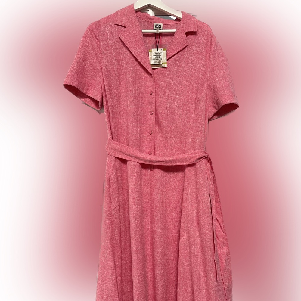 Anne Klein Notch Collar Belted Shirt Dress -Size 14